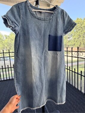 H&M Light Blue Denim Dress with Dark Pocket